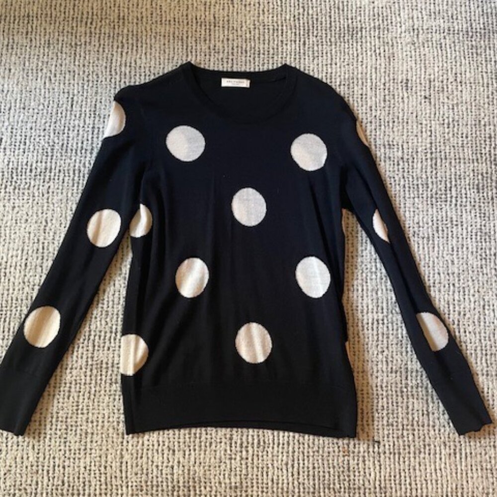 Equipment Sweater- Size Small, Black with White Polka Dots